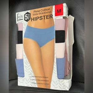 Felina Pima Cotton Wide Waistband Hipster Panties 5-Pack (City Basics)